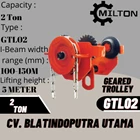 Manual Geared Trolley Hoist Milton 2T x 5M 3