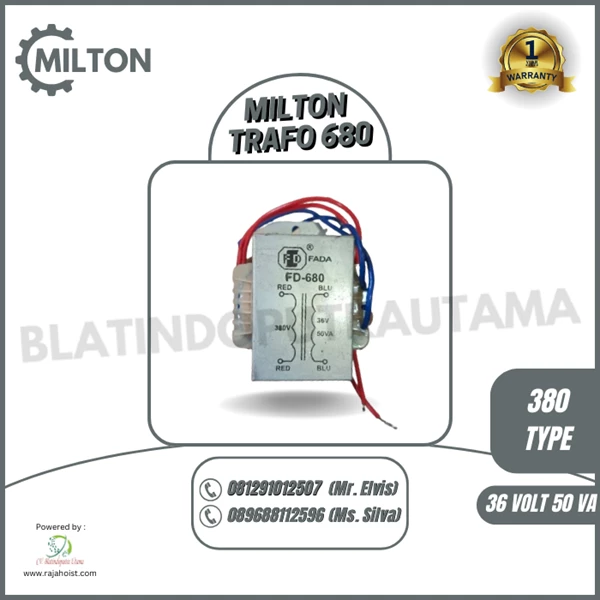 TRANSFORMER HOIST MILTON 680 TYPE 380-36 V (50VA)
